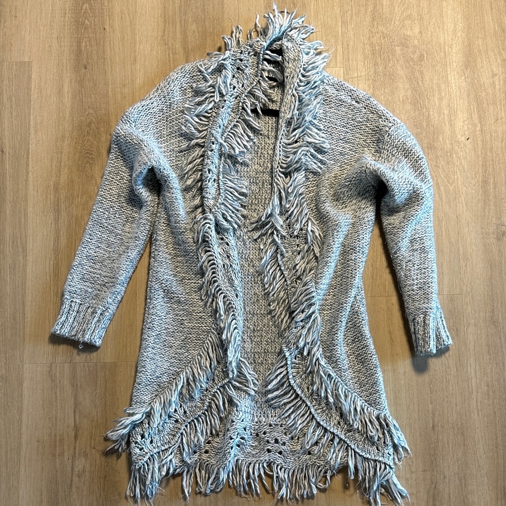 Bethany Mota Gray Fringe Cardigan
